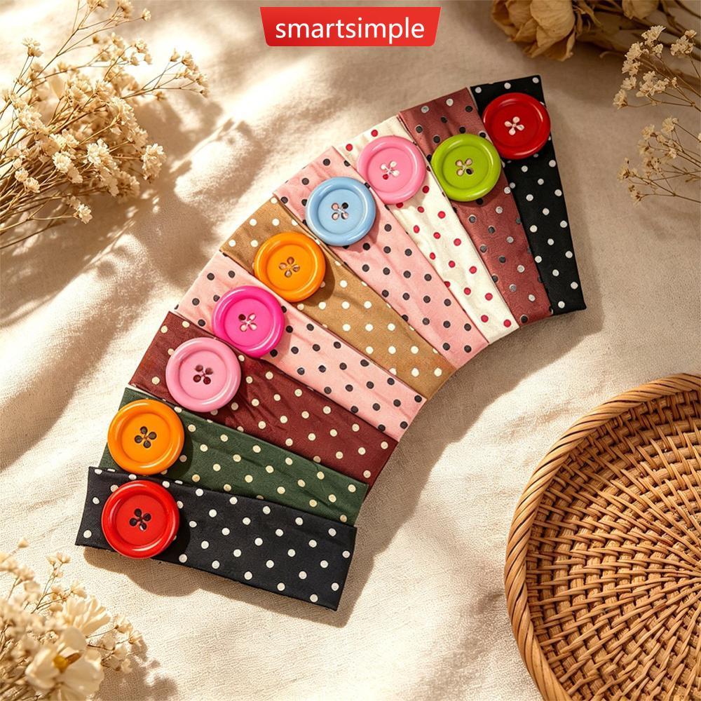 SMARTSIMPLE สีสดใส Dopamine ปุ่มขนาดใหญ่ Wave Dot แถบคาดศีรษะยืดหยุ่นที่มีสีสัน Y2k Retro ดูดซับเหงื