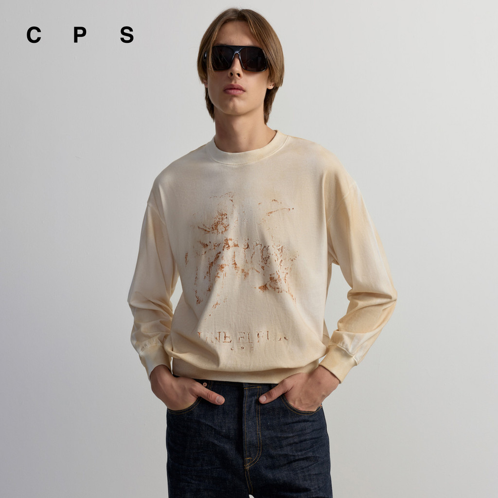 CPS เสื้อแขนยาวลายกราฟิกดอกคามิเลีย ผู้ชาย CAMELLIA FLOWER GRAPHIC TEE รุ่น C26WGMA109 (AW26#A1)