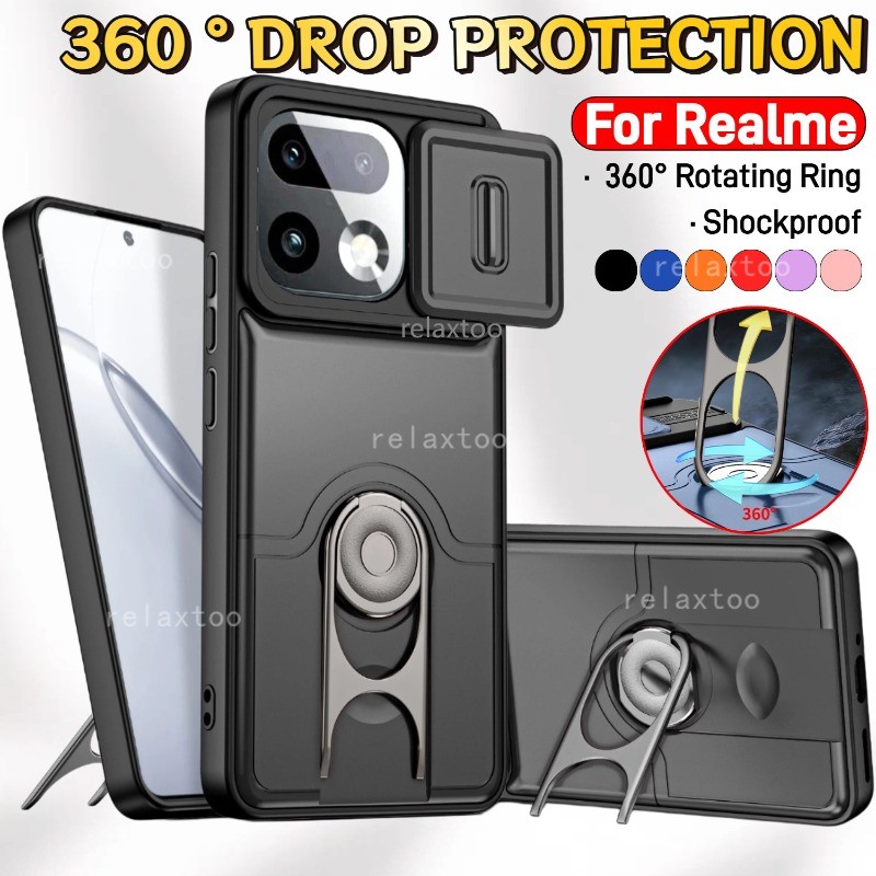 Realme16 เคสสําหรับRealme 16 14 Pro Plus + Pro+ 16Pro+ Realme16Pro+ 5Gโลหะแม่เหล็ก360° ที่วางแหวนเกราะกันกระแทกฮาร์ดเคสโทรศัพท์กดกล้องเลนส์ป้องกันปกหลัง