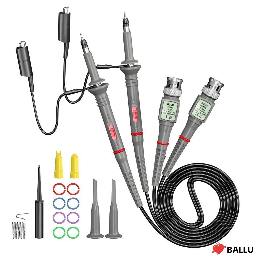 BALLU 1/2pcs Oscilloscope Probe Kit, 100MHz ความแม่นยําสูง BNC Oscilloscope Probe, แบบพกพา 10:1 Prob
