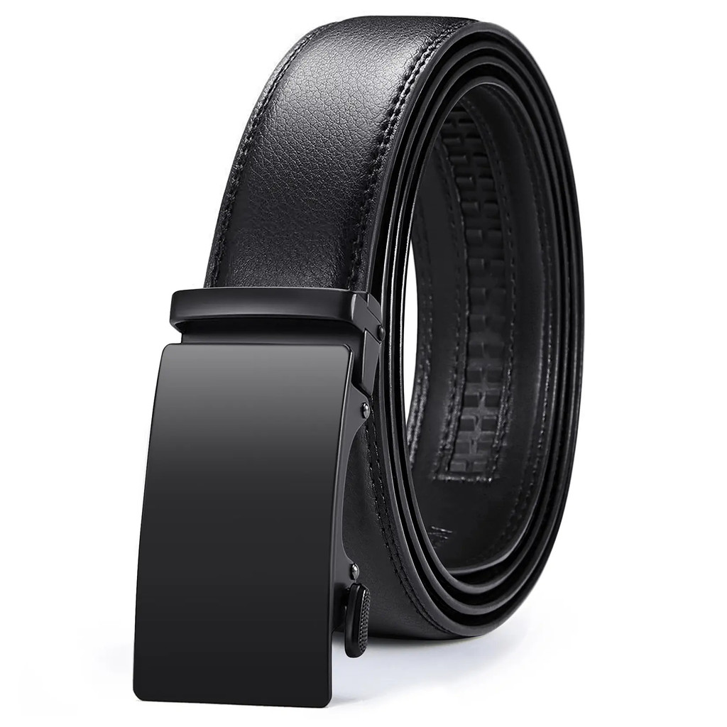 FlashSaleผู้ชายCowhideElasticAdjustableWaistLearBelt,ModernEasy-ReleaseRatcherBuckle,ElegantDesignfo