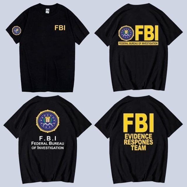 เสื้อยืดแทคติคอลของ FBI พิมพ์ลายตราสัญลักษณ์และข้อความ FBI สไตล์ที่ใช้งานได้หลากหลายในชีวิตประจำวัน