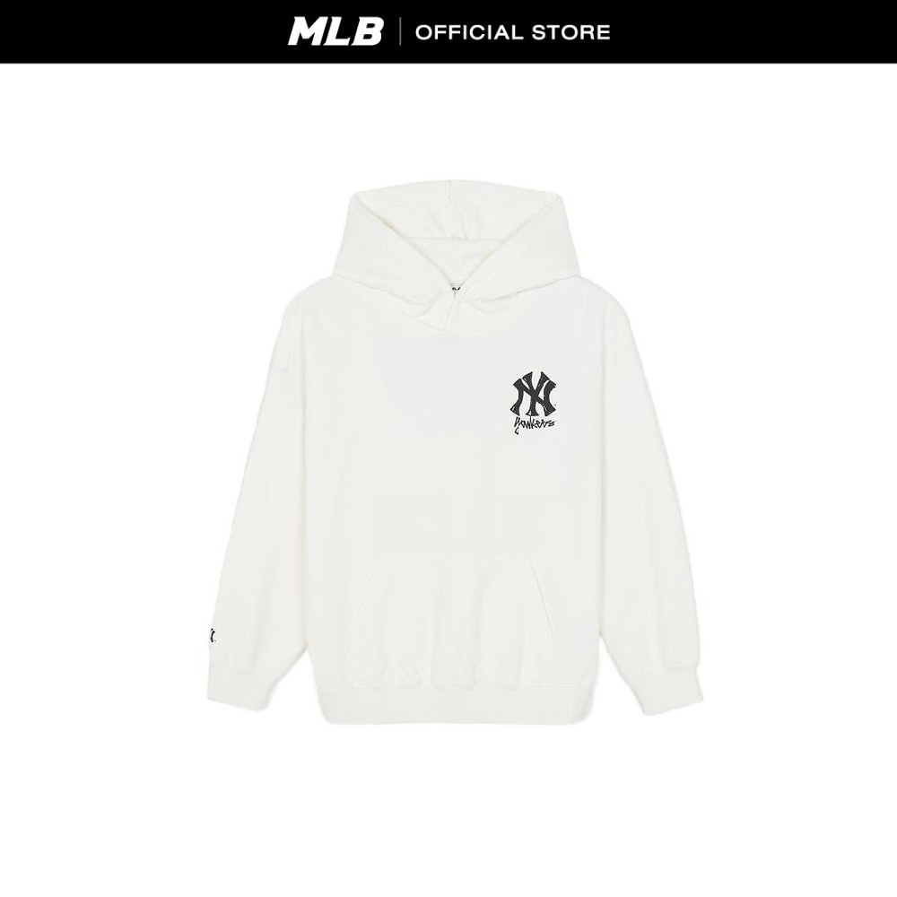 MLB เสื้อฮู้ดดี้ ยูนิเซ็กซ์ M-Treet Back Letter Hoodie รุ่น 3AHDB0361 50IVS สีขาวงาช้าง