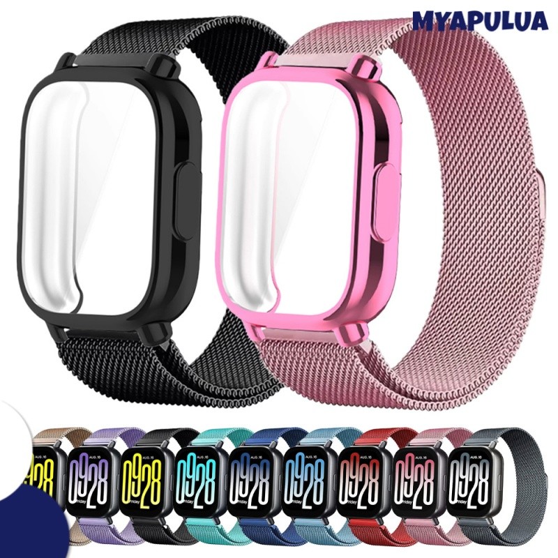 TPU กรณี Milanese Loop สายรัดโลหะ for Huawei Watch Fit 5 4 Pro / 5 4 /3 ผู้ป้องกันหน้าจออ่อนฝากกันชนแถบแม่เหล็กสแ