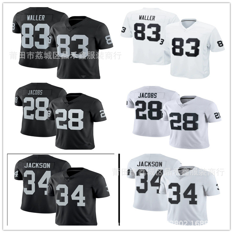 ส่งเร็ว!!Raiders Raiders-83 Waller 28-Jacobs 34-Jackson Rugby Jersey