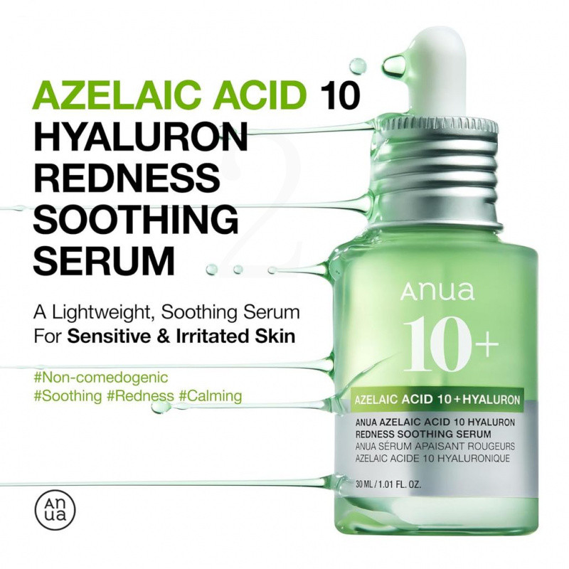 Anua10HyaluronRednesshingSerum,FacialSerumforTroubled&Sensitive,Breakouts,Hyaluronicacinamide,SpotCa
