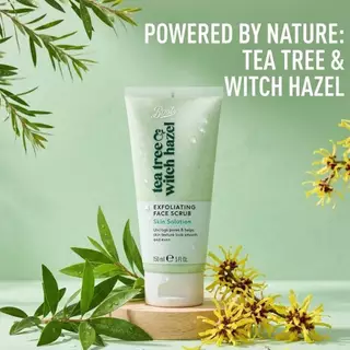 BOOTS TEA TREE & WITCH HAZEL บู๊ทส์ เอ็กซ์โฟลิเอท เฟซ สครับ บีวีไอ