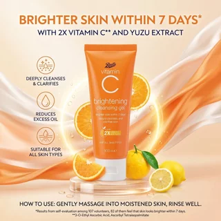 Boots Vitamin C Brightening Cleansing Gel 100Ml บู๊ทส์ วิตามิน ซี ไบรท์เทนนิ่ง คลีนซิ่ง เจล 100มล.