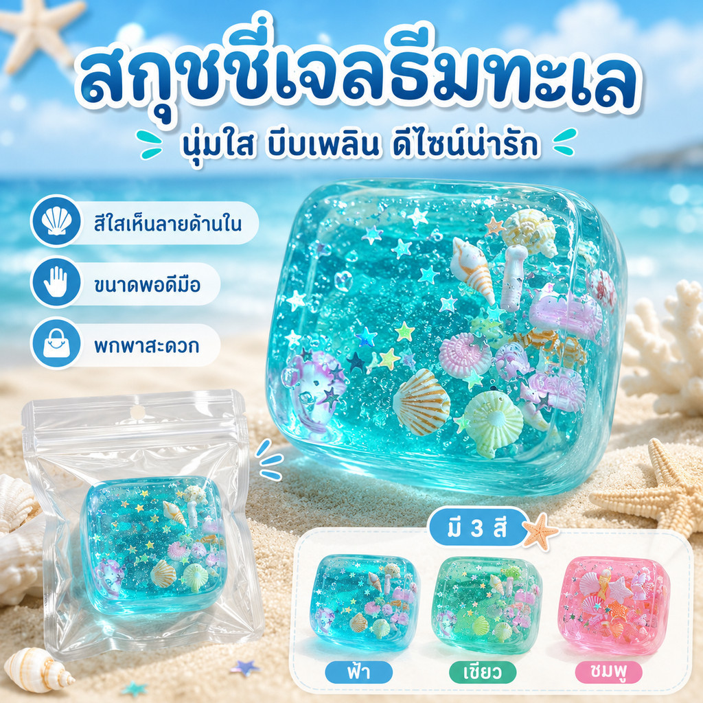 Ocean บล็อกความเครียดบรรเทา IceCube โปร่งใสนุ่ม ของขวัญ Sensory ความเครียดความวิตกกังวลบรรเทา Fidget