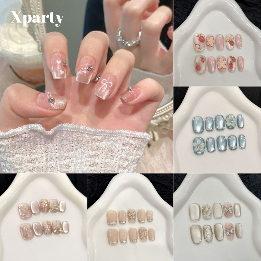 Xparty Nail เล็บปลอมเจลแท้ 100% รวมลายฮิต เล็บเจลสำเร็จรูป งานแฮนด์เมด เนียนเหมือนต่อเล็บ แถมอุปกรณ์ พร้อมส่ง A021-A040