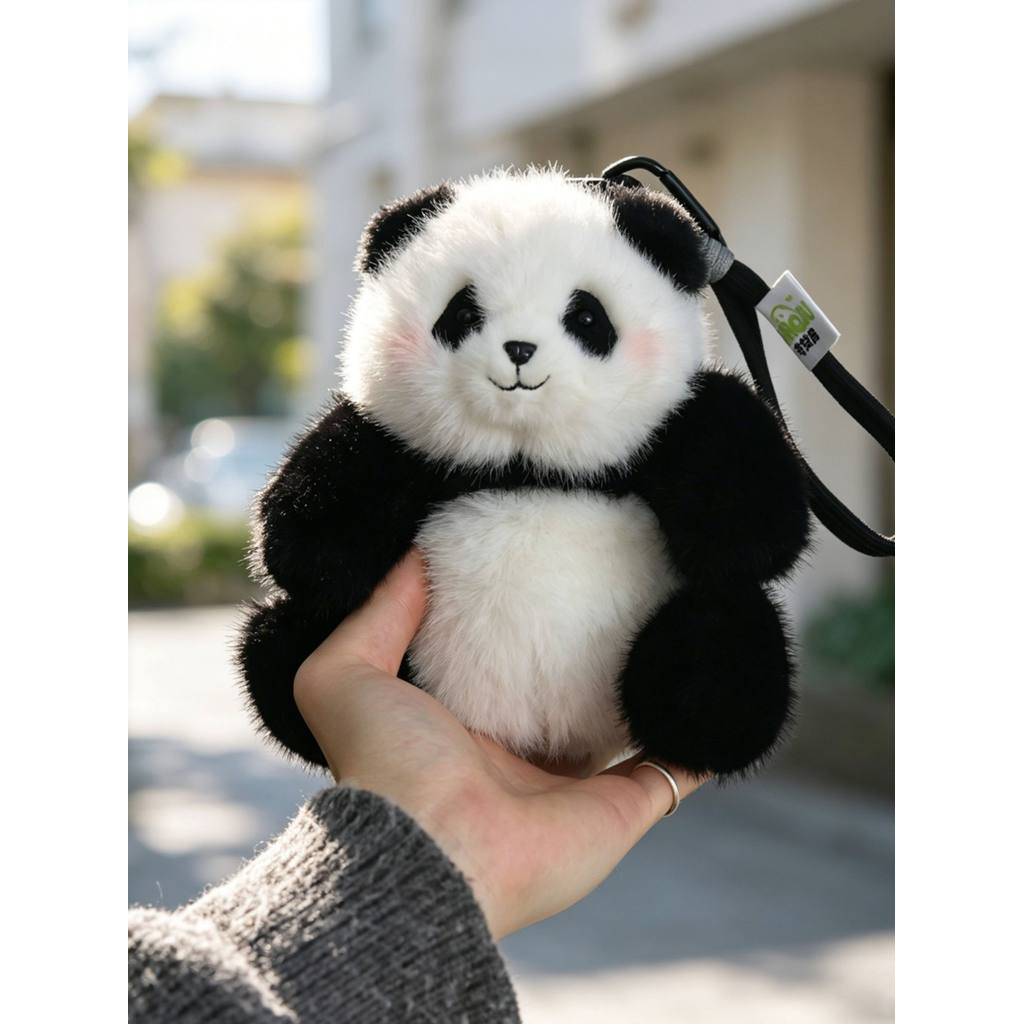 เฉิงตูของแท้ Panda Huahua Qizai จี้ตุ๊กตากระเป๋าเป้สะพายหลังพวงกุญแจของขวัญวันเกิดฐานของที่ระลึก2026