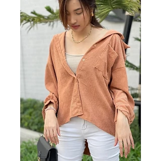 เสื้อเชิ๊ตลูกฟูก ทรง Oversize(รอบอก 50'' ทรงเสื้อไหล่ตก(ไหล่กว้างกว่าปกติ))