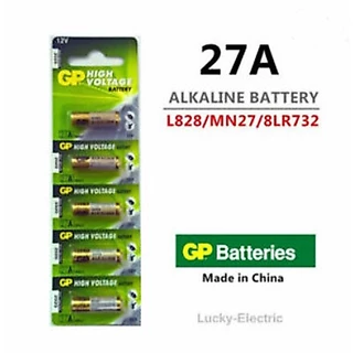 5 ก้อน GP 27A 12V ถ่านรีโมทรถยนต์ กริ่งไร้สาย รีโมทประตูอัตโนมัติ
