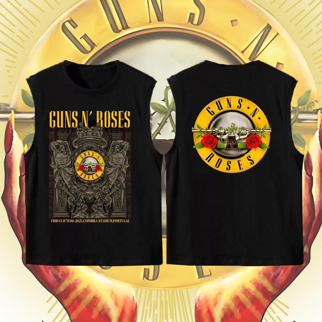 【พร้อมส่ง】 2025 Guns N Roses เสื้อกั๊กคอกลมแขนกุดวงดนตรีร็อคสำหรับผู้ชาย ผ้าฝ้ายแท้ #2