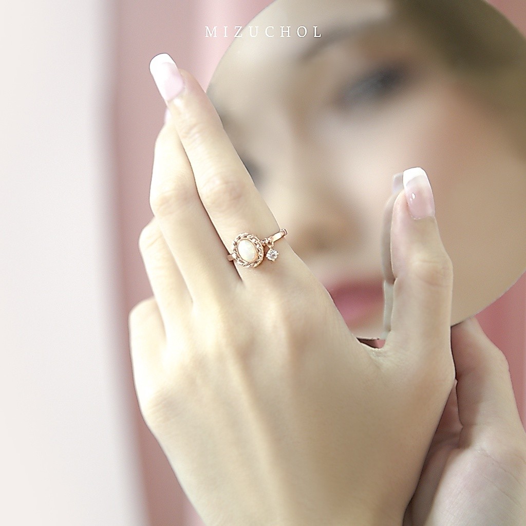 Mizuchol خاتم Pink Tiara فضة مطلية روز جولد بالأوبال — صورة 4