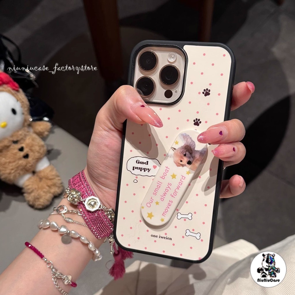 ที่วางพลาสเตอร์ลายดาวสีชมพูน่ารักบนพื้นขาว KT For iphone 17 16 15 14 13 12 11 pro max เคสไอโฟนสวยๆ กันกระแทก เคสป้องกัน