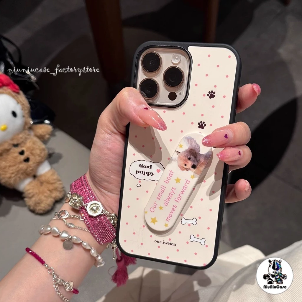 ที่วางพลาสเตอร์ลายดาวสีชมพูน่ารักบนพื้นขาว KT For iphone 17 16 15 14 13 12 11 pro max เคสไอโฟนสวยๆ กันกระแทก เคสป้องกัน