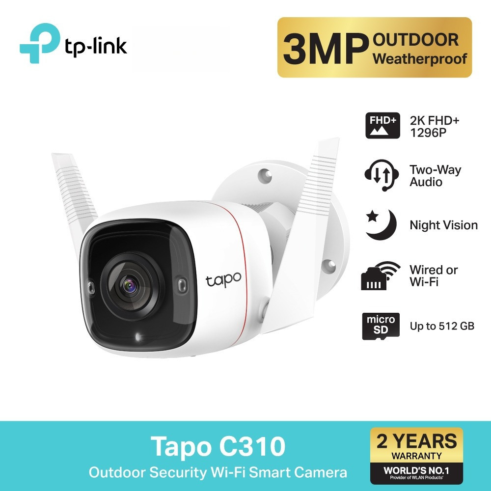 TP-Link Tapo C310 Outdoor Security Wi-Fi Camera กล้องไวไฟ 3 MP IP66 ภาพ VDO คมชัดเวลากลางคืน รองรับSD Card สูงสุด 512 GB