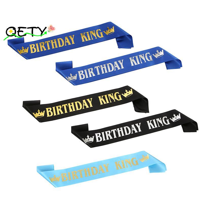 [qetyellow] Birthday King Sash for Men Boy Happy 16th 18th 20th 30th Birthday Party Decor TH