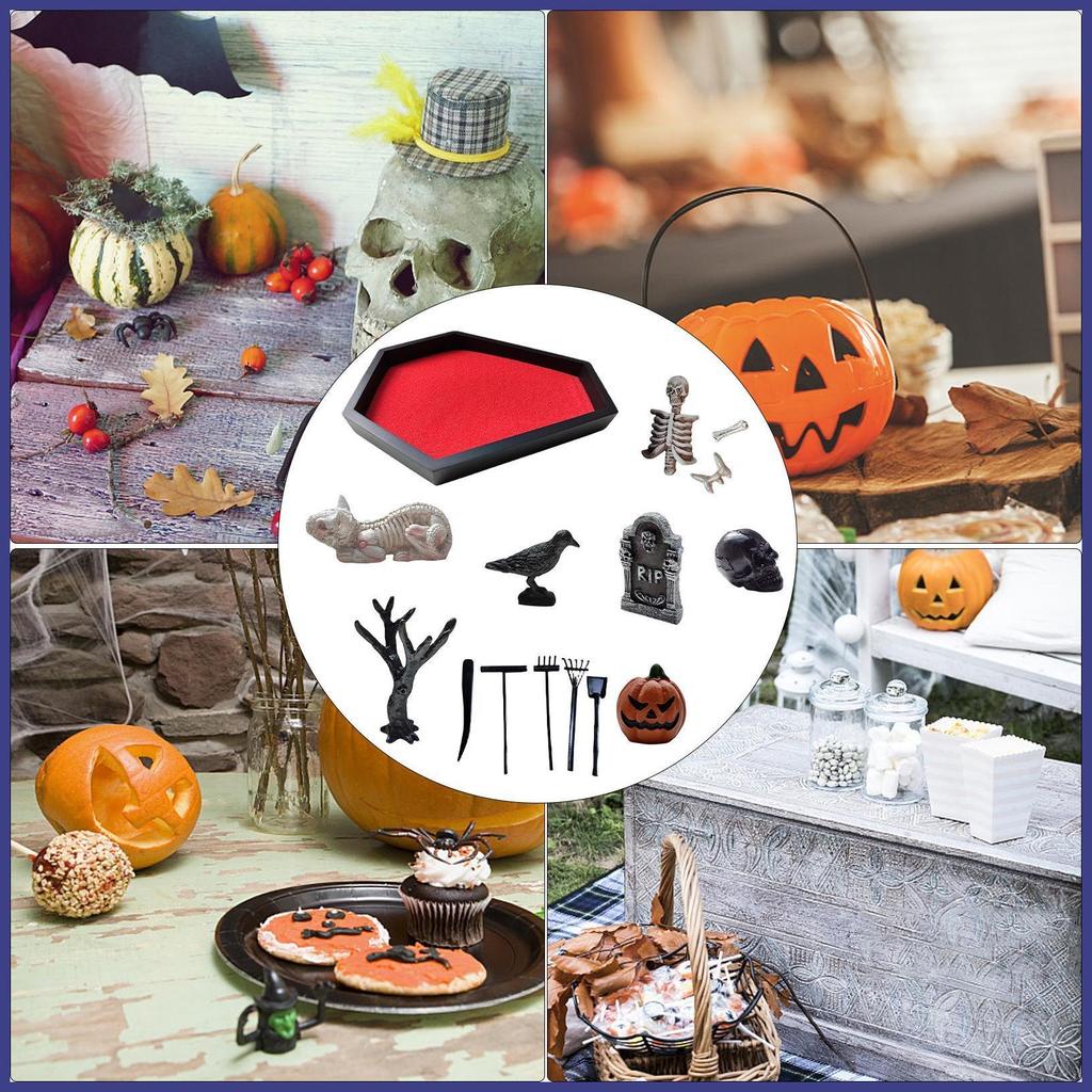 Zen Coffin Garden ฮาโลวีน Skull Tombstone Crow ตารางตกแต่งทราย Gothic โต๊ะ Zen Garden สําหรับ Home โ