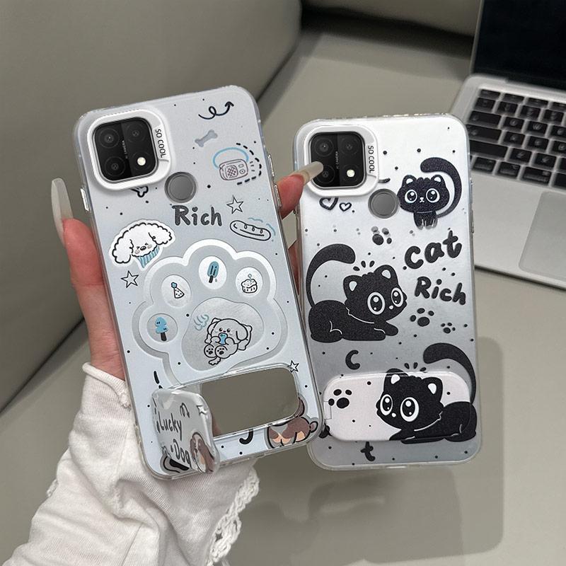 เคส Lucky Dog Cat Rich เหมาะสําหรับ OPPO A15, A15s, CPH2185, CPH2179 ฝาหลังสัตว์น่ารักและตัวละครอนิเ