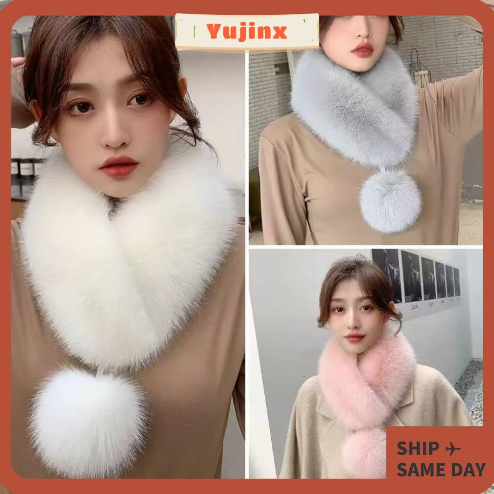 YUJINX คออุ่น Snood, หนา Plush Faux FUR ผ้าพันคอ,แฟชั่นรูปร่าง Faux FUR FUR Collar Trim ฤดูใบไม้ร่วง