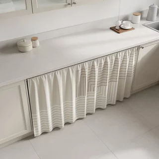 ม่านสั้นสำหรับตู้ครัว ผ้าม่านตู้ครัว ผ้าม่านบังตู้ 50*70/70*100cm ไม่ต้องเจาะ กาวในตัว กันน้ำและกันฝุ่น แต่งบ้าน