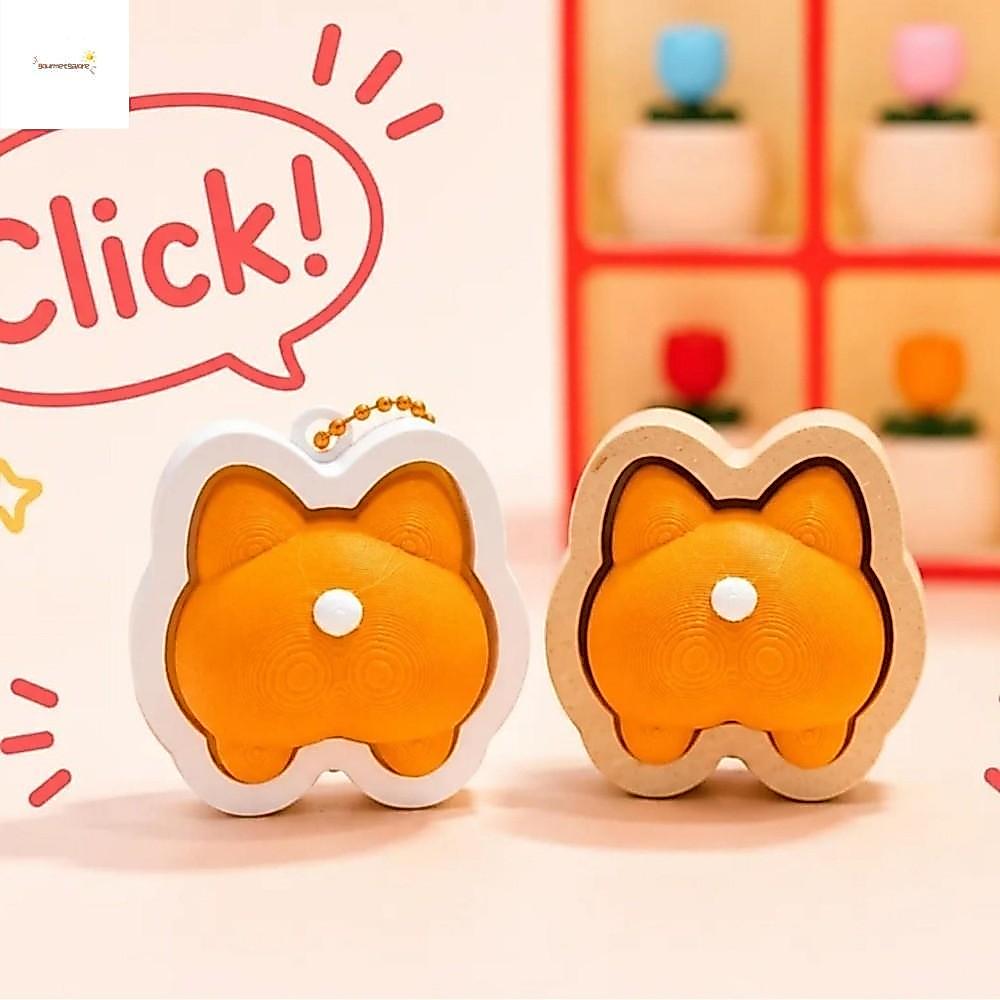 GOURMETGALORE Clicker Fidget พวงกุญแจ, นุ่มช้า Rebound การ์ตูนสัตว์คลิกของเล่นบรรเทาความดัน, ปุ่มนิ้วตลกน่ารักกดคลิกพวงกุญแจของขวัญสําหรับเด็ก