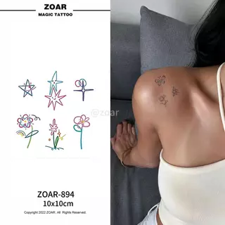 !!ส่งจากไทย!! Cute Tattoo สติกเกอร์รอยสักสีสดใส กันน้ำ ติดทนนาน ใช้ง่าย แต่งหน้า/นิ้วมือ เพิ่มความมั่นใจ