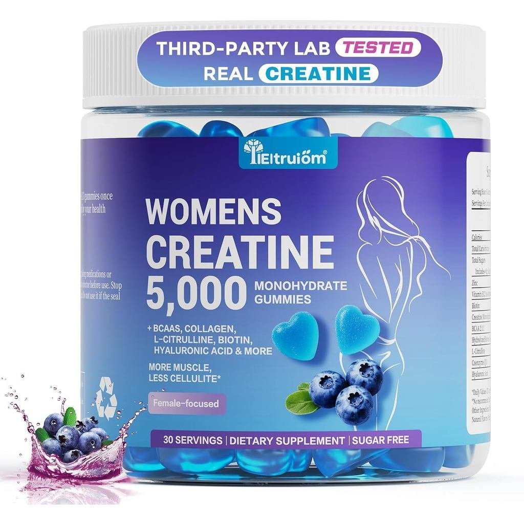 Creatine Gummies สําหรับผู้หญิง 5000mg – Sugar Free Creatine Monohydrate Chews for Strength, Lean Mu