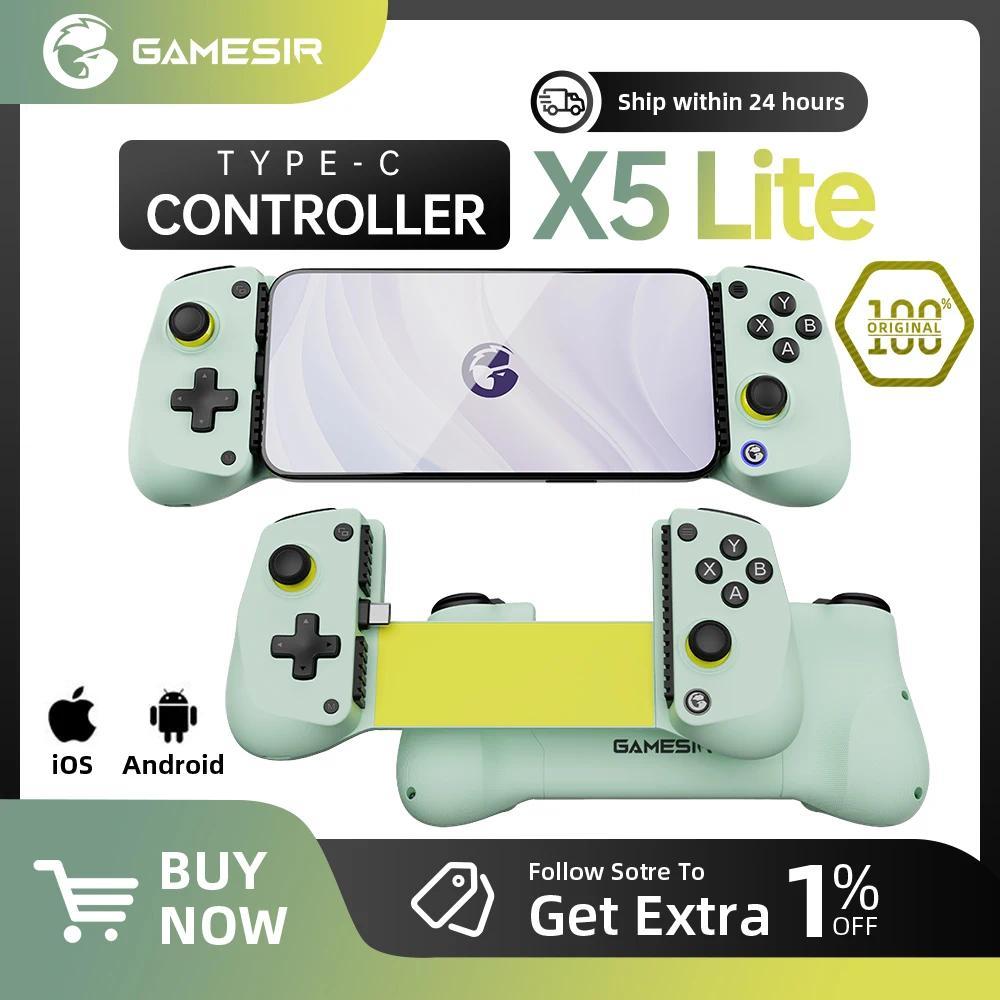 GameSir X5 Lite Type-C Wired Mobile Game Controller with Hall Effect Joystick for iphone 15/ Android
