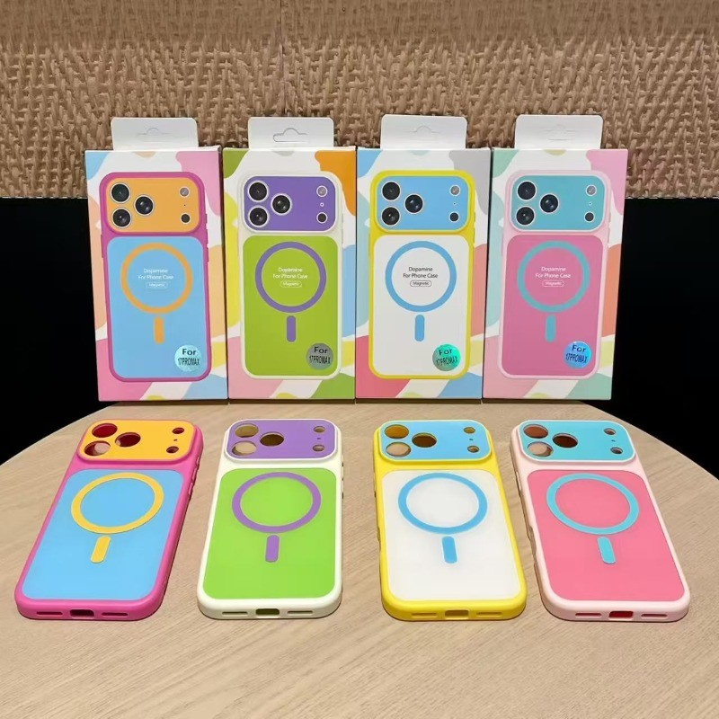 [พร้อมกล่องของขวัญ]เคสโทรศัพท์ Dopamine Magnetism สีสันสดใสเหมาะสําหรับ iPhone 17 16 15 14 13 12 11 Pro Max เคสกันกระแทก