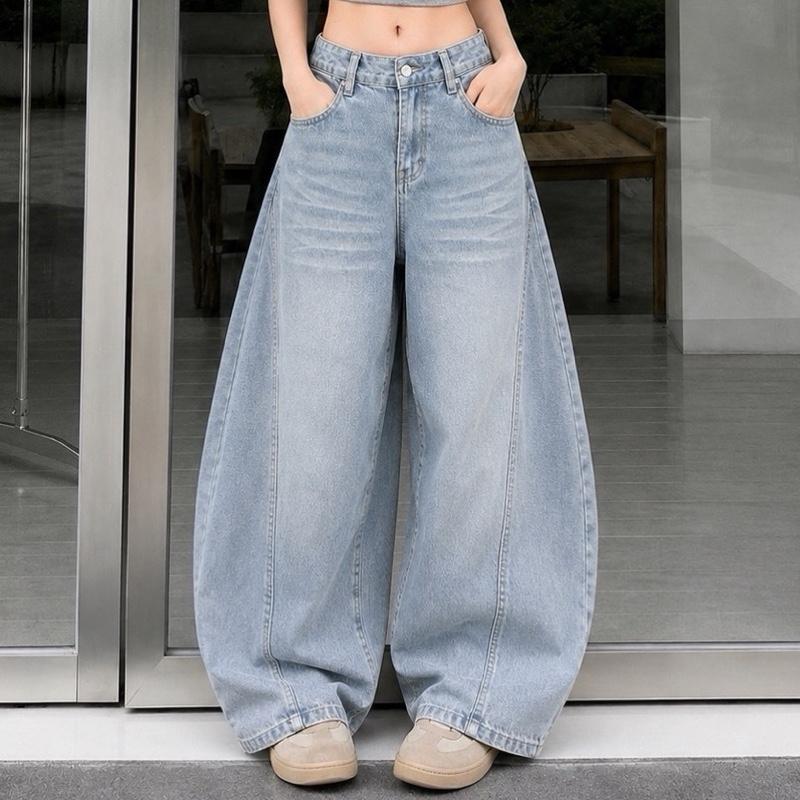 JINJEANS-5996 | (XS-6XL) กางเกงยีนส์ทรงบาเรลสียีนส์อ่อน baggy กางเกงสาวอวบ ขากว้าง Barel