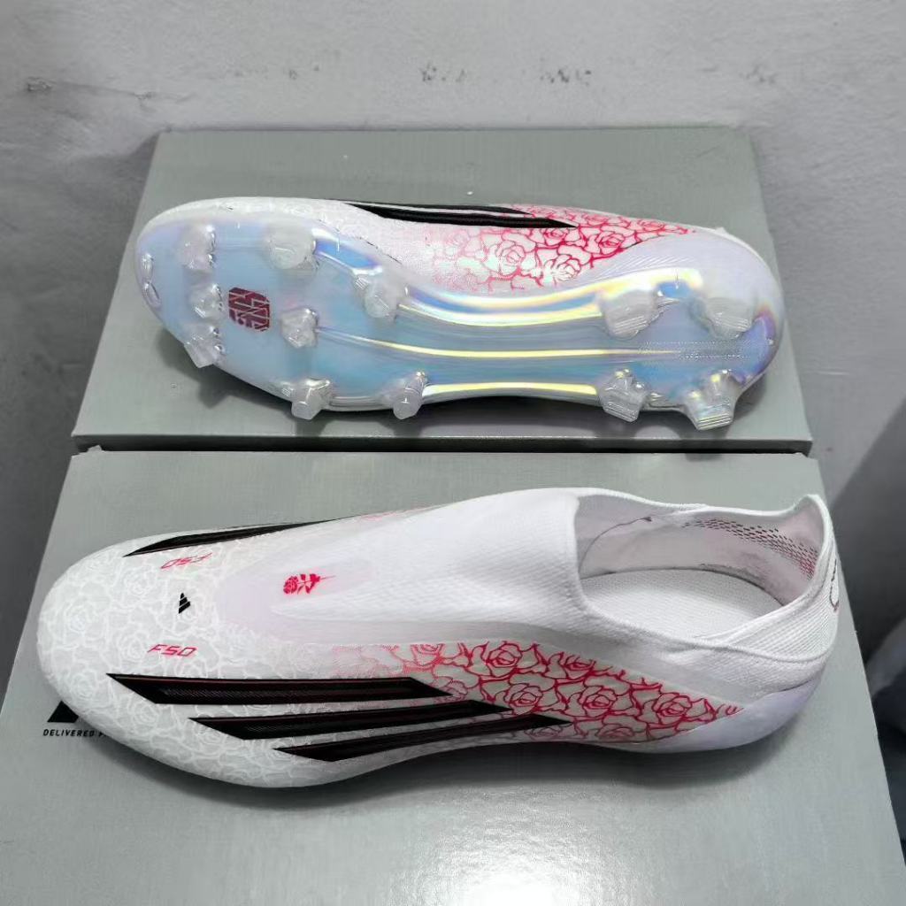 F50 elite fg yamal laceless ถักรองเท้าฟุตบอลชายรองเท้าฟุตบอลกันลื่นและทนต่อการสึกหรอ