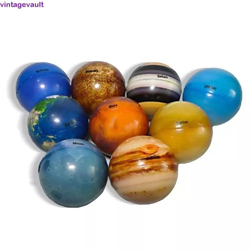 VINTAGEVAULT Moon Star Ball Solar System Bouncy Ball สําหรับเด็กของเล่นเพื่อการศึกษาความเครียดบรรเทา