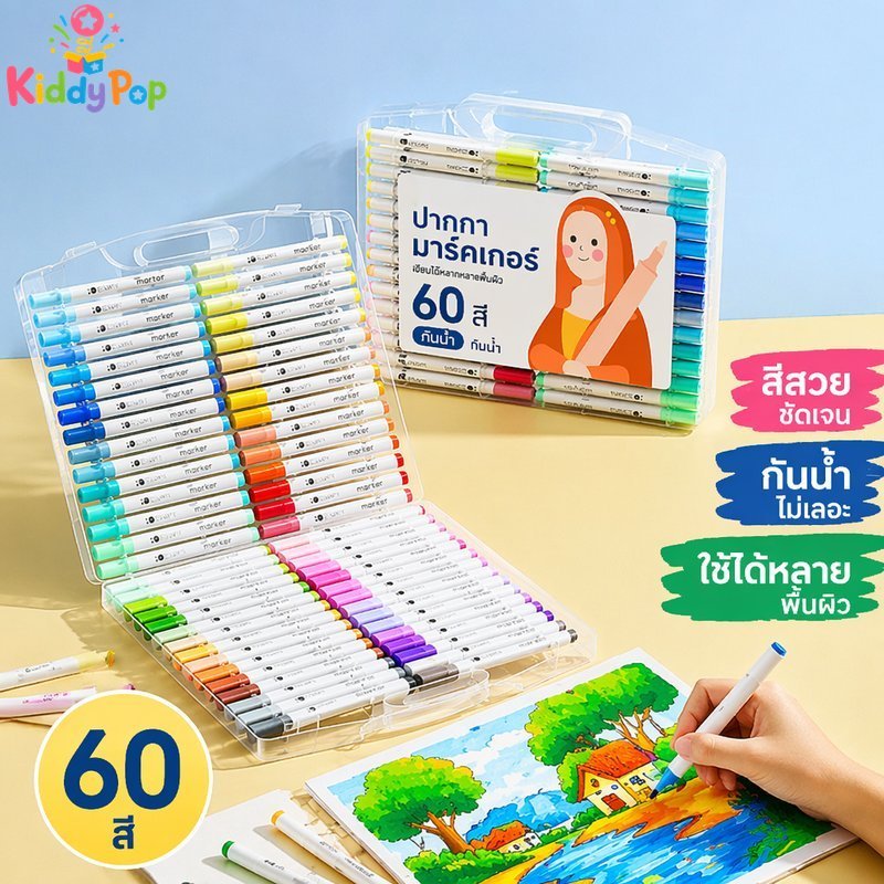 ชุดปากกามาร์กเกอร์อะคริลิคกันน้ําแห้งเร็วหมึกเรียบแก้วผ้าไม้พลาสติก60สี