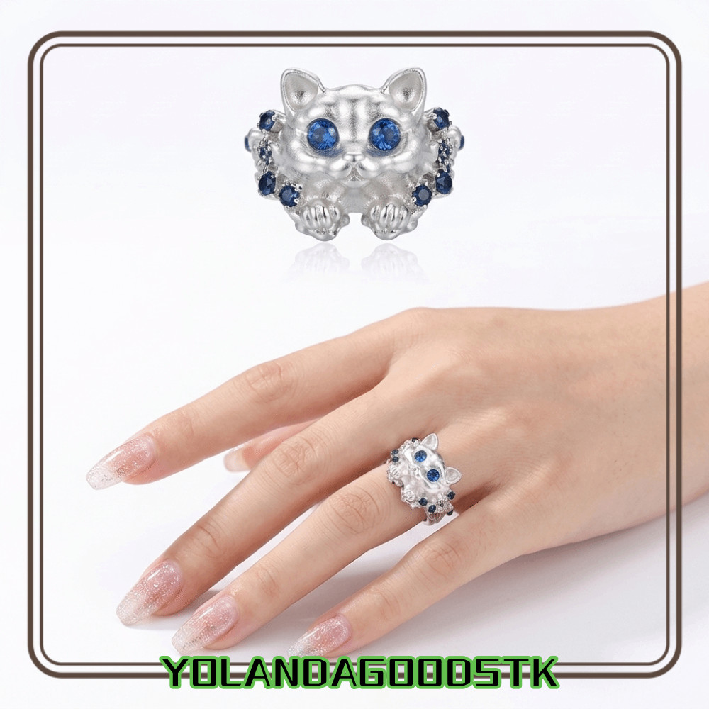 IYOLANDAGOODS1 Cat Open Ring, Open Band Cat Shape Open Ring, Elegant Adjustable Fit Shiny Creative I