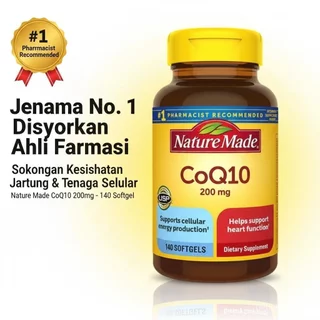 Nature Made CoQ10 200 มก. 140 ซอฟท์เจลคุณภาพสูงเพื่อสุขภาพหัวใจและรองรับพลังงาน Expiry 2028 SWLS WRXO
