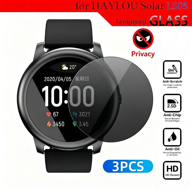 3 ชิ้นป้องกันฟิล์มสําหรับ Haylou R8 LS16 Solar Plus RT3 LS10 RT2 Anti-Spy ความเป็นส่วนตัวกระจกนิรภัย