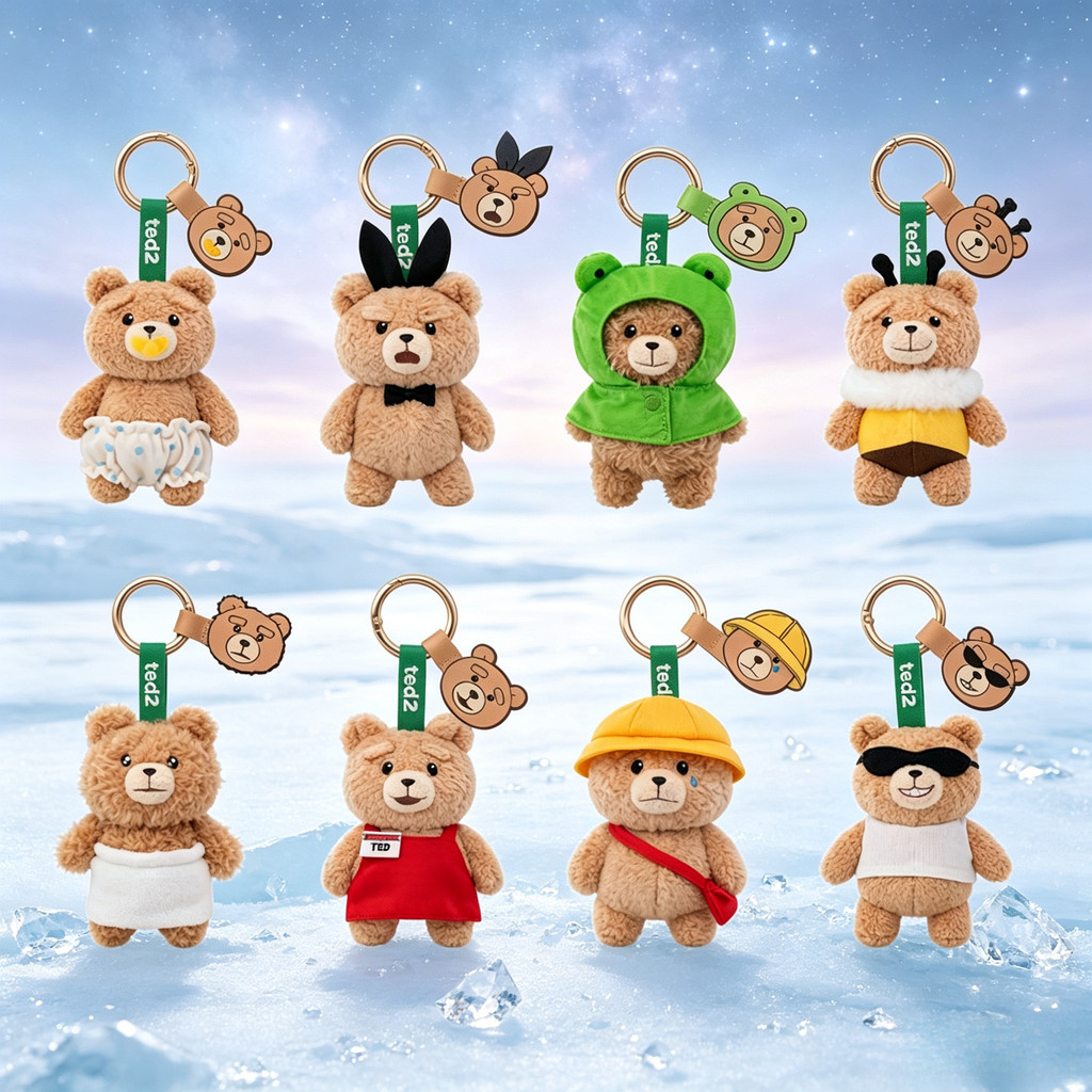 POPMART < Ted2 > Baby Ted Series จี้เคลื่อนย้ายได้อินเทรนด์เล่นตุ๊กตาตุ๊กตารูปตุ๊กตา