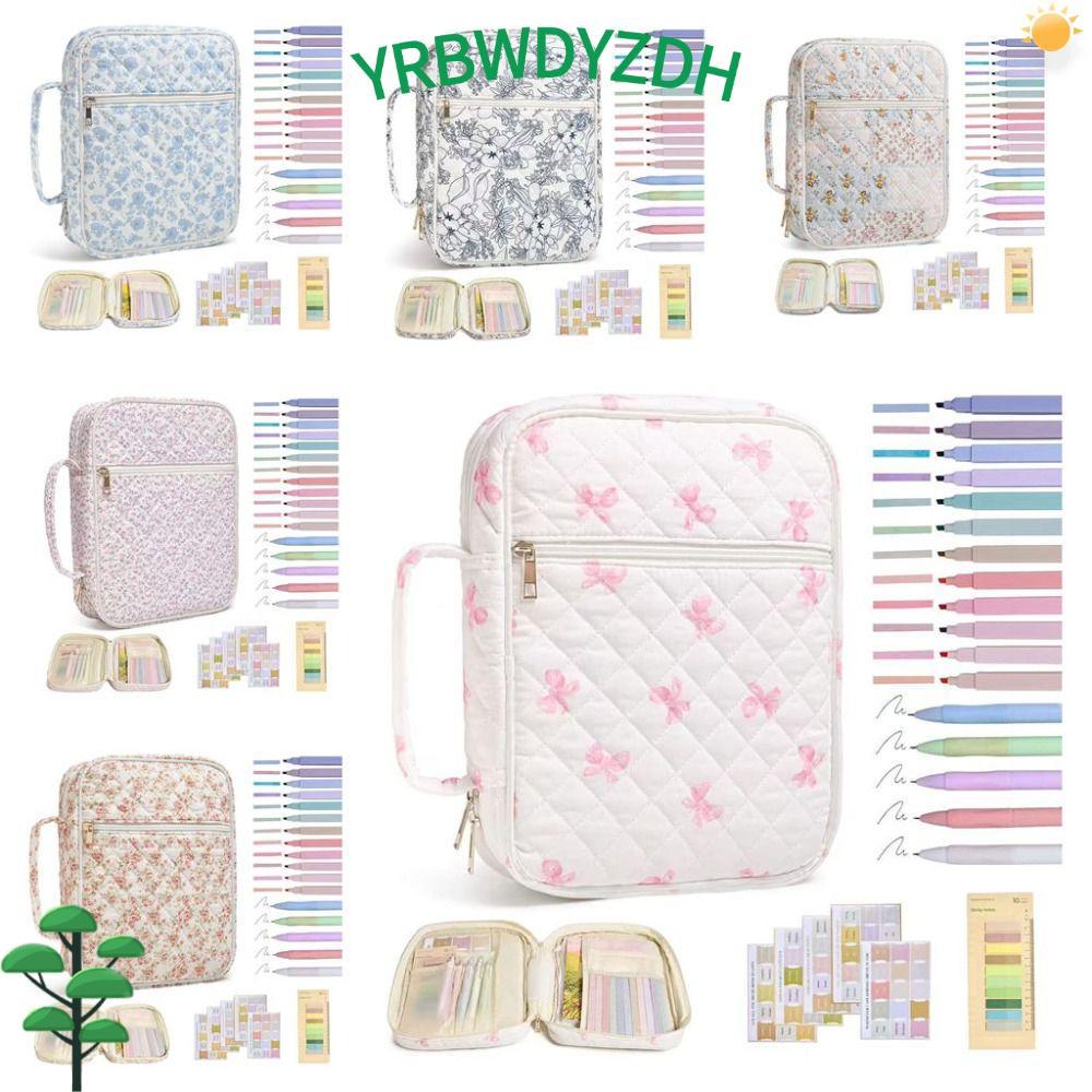 CRBWDK Bible Cover Bag, Handle Zipper Pocket Bible Cover , Floral Design Bible Journaling Kit Church