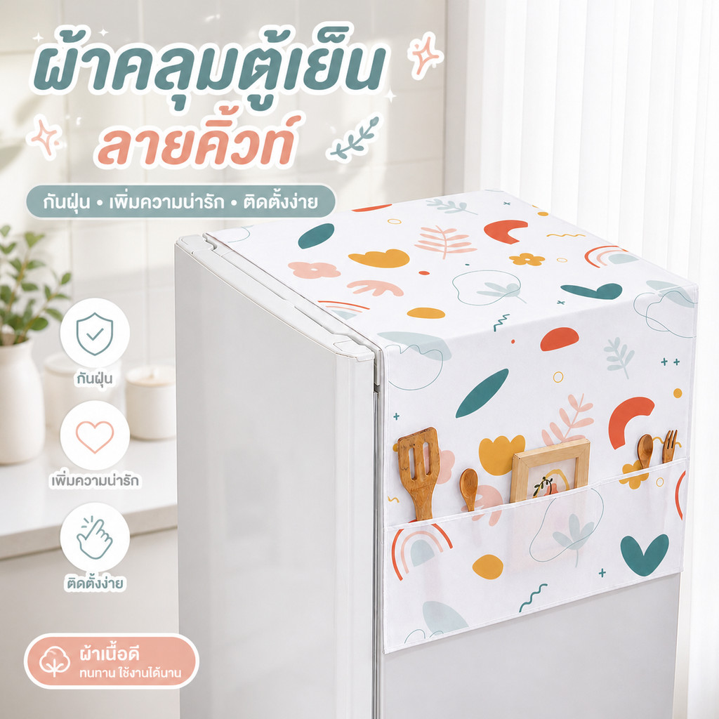 ผ้าคลุมตู้เย็น เครื่องซักผ้า กันน้ำ กันฝุ่น กันลื่น สำหรับใช้ในครัวเรือน