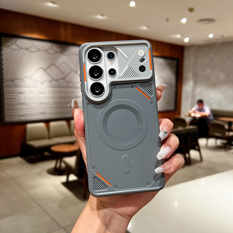หรูหรา Hollow การกระจายความร้อน Breathable เกราะแม่เหล็กเคสโทรศัพท์สําหรับ Samsung Galaxy S26 Ultra S25 Ultra S24 Ultra Wireless Charge Anti-Drop นุ่มปกหลัง