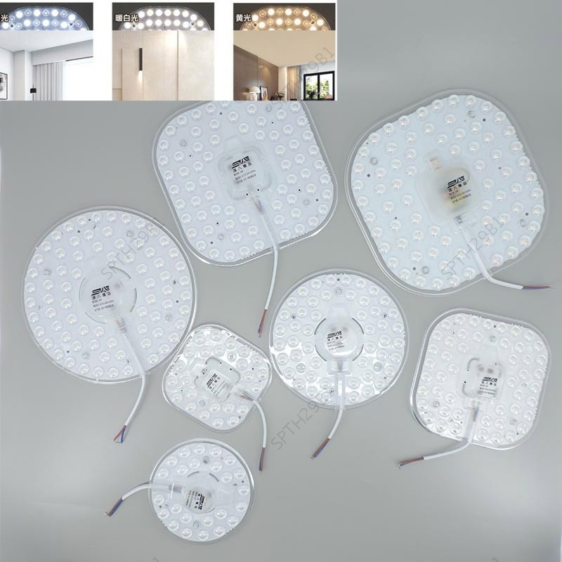 36W 24W 12W LED แหวน PANEL วงกลมสีขาวแหล่งกําเนิดแสง SMD2835 ชิป LED สแควร์รอบเพดานโคมไฟวงกลม AC 220V TH29B1