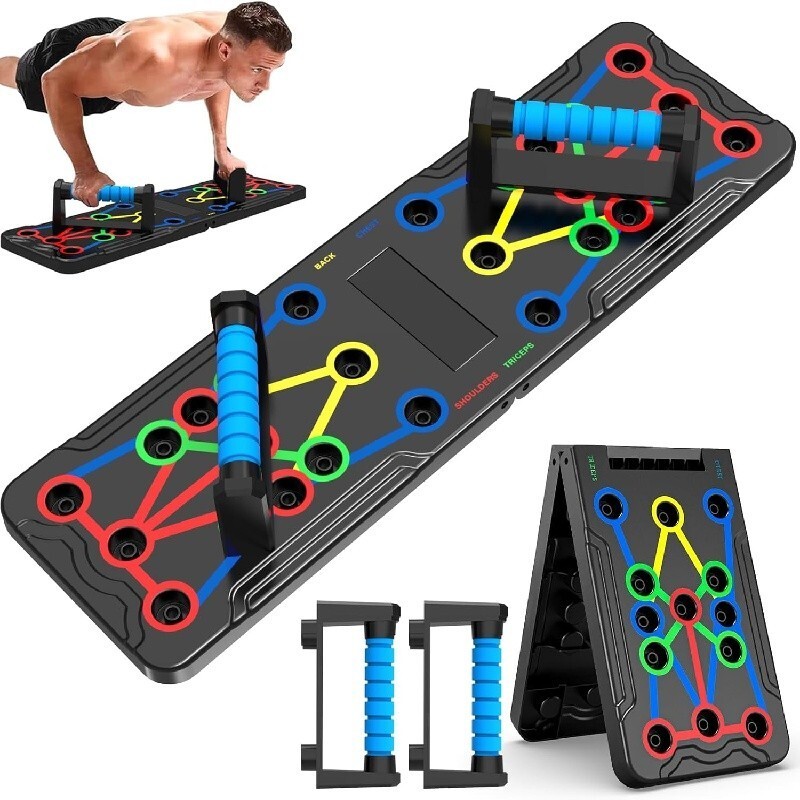 上XIN*Push Up Board Fitness Home Gym Push Up 20 หลุม Push Up Stand Thicken Up Board ฟิตเนสกล้ามเนื้อ