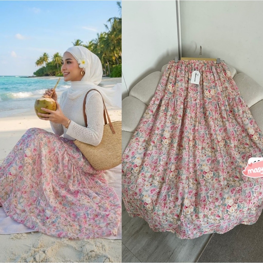 PREMIUM RAYON FLOWER SKIRT สําหรับ BEACH, MODERN, BOOMING และ VIRAL