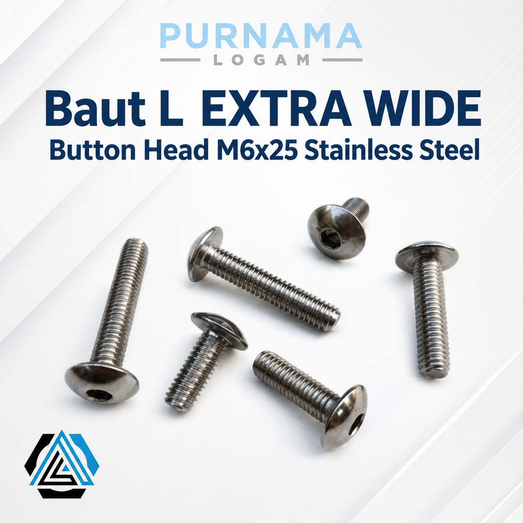 หัวปุ่ม EXTRA WIDE M6x25 สลักเกลียว L สแตนเลส