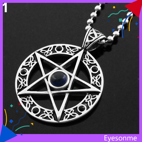 EYES Unisex Vintage Hollow Pentacle Pentagram Star Circle Zinc Pewter Charm สร้อยคอ