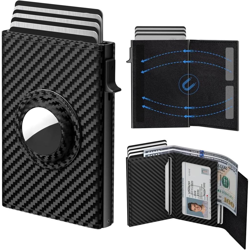 Mens Pop Up Wallet for AirTag: หนังแท้ระดับพรีเมียม, RFID Blocking, Smart, Minimalist, 9-14 Card Cap