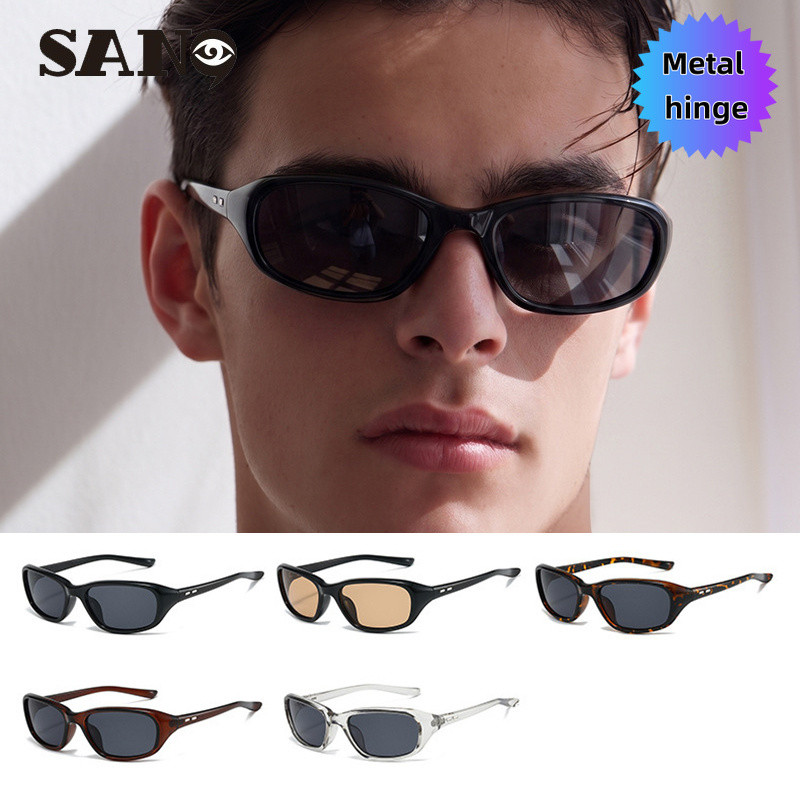 บานพับโลหะCOD (San9)Fashion Vacation Classic Cats Eye Square Frame แว่นกันแดดผู้ชาย/ผู้หญิง